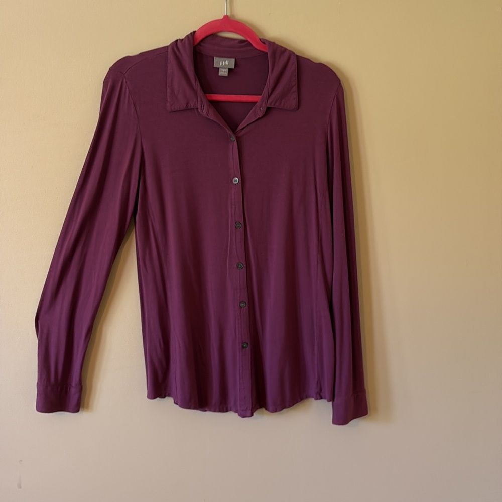 🔥2/$10🔥 J.Jill Raspberry Button-Up Tunic, Size Small